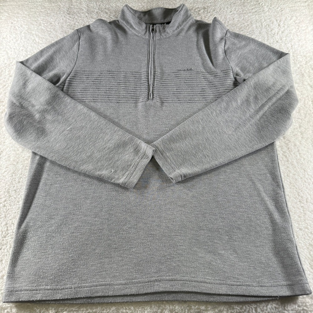 Travis Mathew Athletic Golf 1/4 Quarter‎ Zip Gray Large Collar Long Sleeve